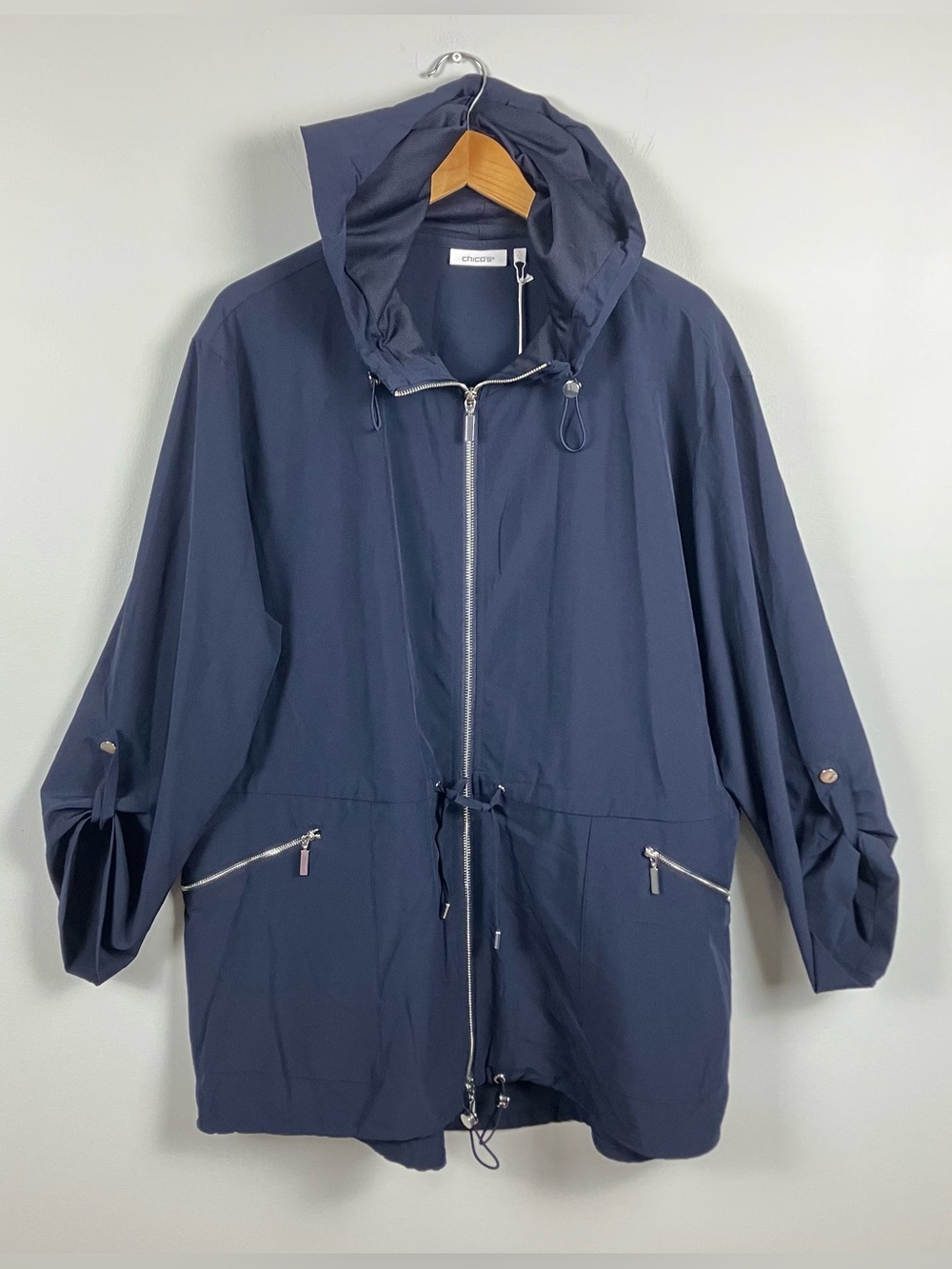 Chico’s Zenergy UPF 50+ Neema Anorak Lightweight Jacket Navy Size 3 US 16 XL NWT